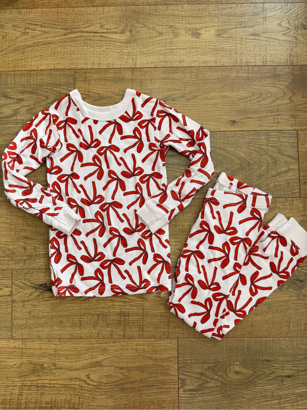 GAP White Pajama Set with Red Bow Print